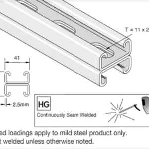 Unistrut 41x21 Back/back Slotted Channel PG 3M