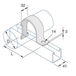 Unistrut SS2/AHG Pipe Clamp 15-21mm HDG