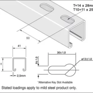 Unistrut 41x41x2.5 Slotted Channel HDG 3M