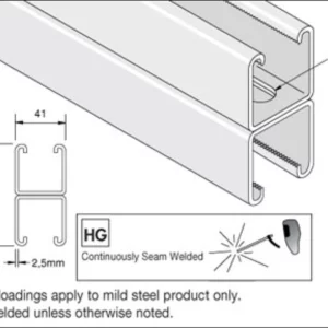 Unistrut 41x41 Back/Back Slotted Channel HDG 3M