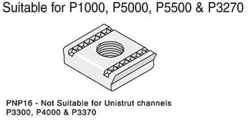Unistrut Channel Nut No Spring M16 BZP